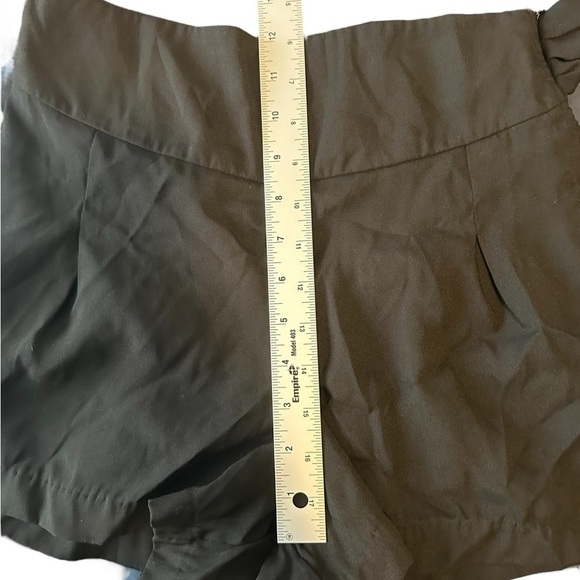 Double Zero tie-waist Flat Front  high Rise Paper Bag Shorts Black Small - Picture 10 of 11